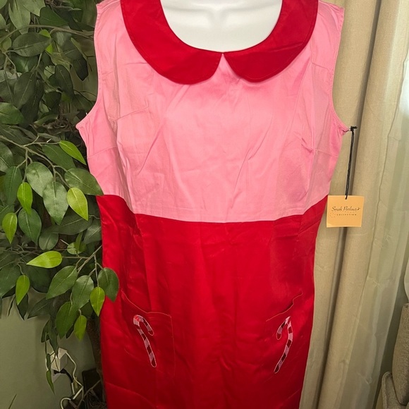 Unique Vintage X Smack Parlour Retro Christmas Candy Cane Dress Size 1x/NWT 16 - Picture 4 of 11